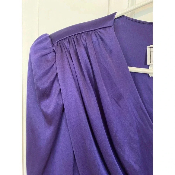 Petites By Demaro Vintage Dress Sz 11 Sequin Flower Purple Draped Embellished - Picture 6 of 16